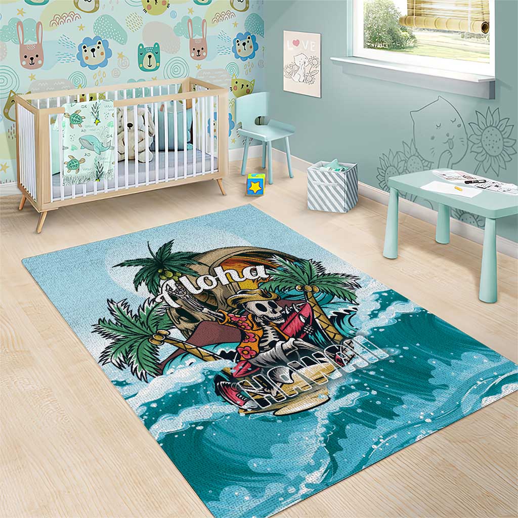 Aloha Hawaii Skeleton Area Rug Tropical Summer Vibe - Wonder Print Shop