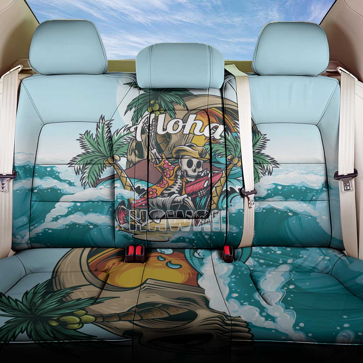 Aloha Hawaii Skeleton Back Car Seat Cover Tropical Summer Vibe - Wonder Print Shop