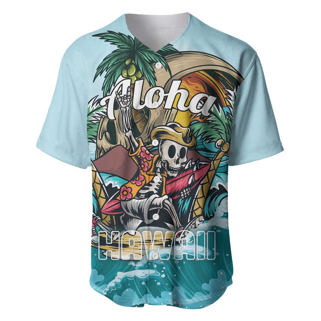 Personalized Aloha Hawaii Skeleton Baseball Jersey Tropical Summer Vibe - Wonder Print Shop