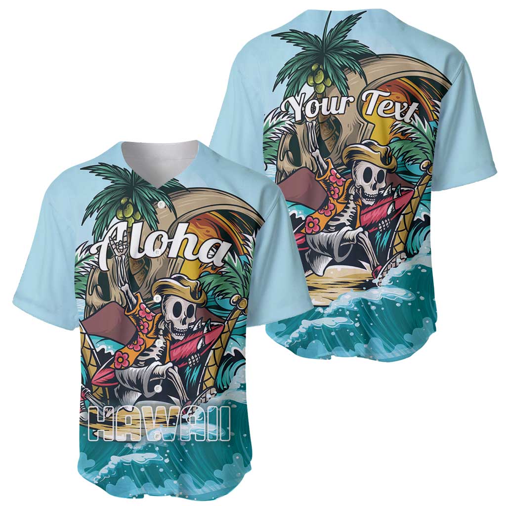 Personalized Aloha Hawaii Skeleton Baseball Jersey Tropical Summer Vibe - Wonder Print Shop