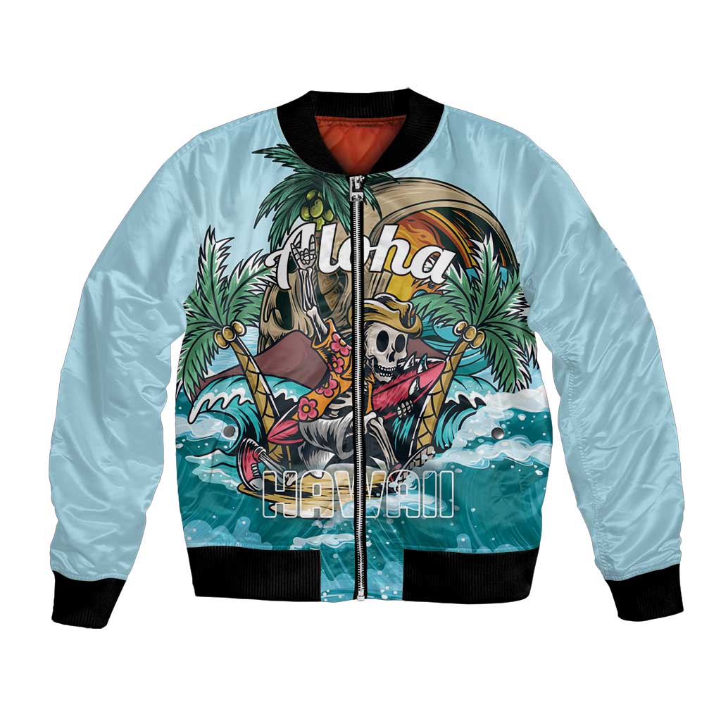 Personalized Aloha Hawaii Skeleton Bomber Jacket Tropical Summer Vibe - Wonder Print Shop