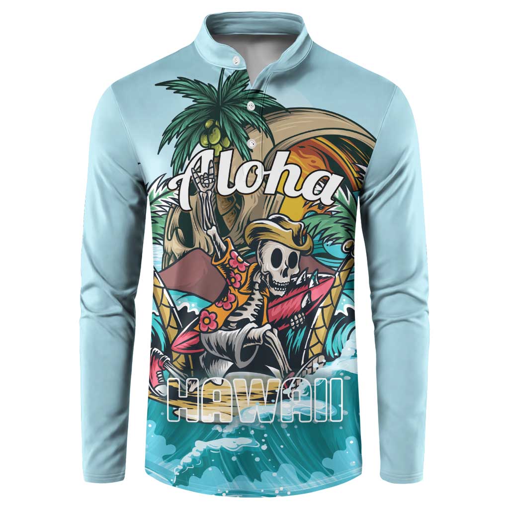 Personalized Aloha Hawaii Skeleton Button Sweatshirt Tropical Summer Vibe - Wonder Print Shop