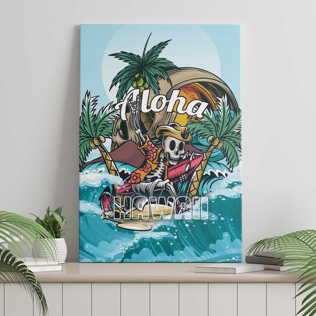 Aloha Hawaii Skeleton Canvas Wall Art Tropical Summer Vibe - Wonder Print Shop