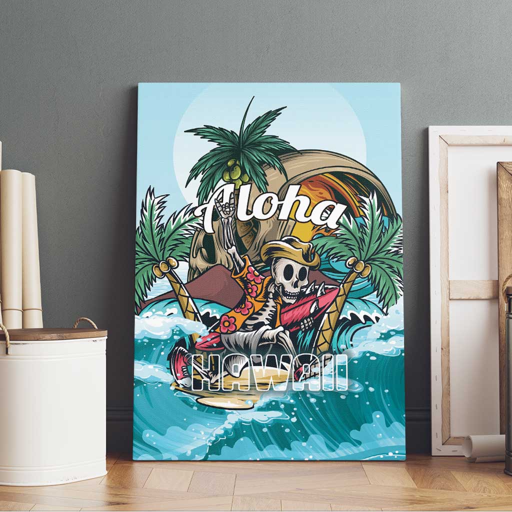 Aloha Hawaii Skeleton Canvas Wall Art Tropical Summer Vibe - Wonder Print Shop