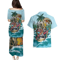 Personalized Aloha Hawaii Skeleton Couples Matching Puletasi and Hawaiian Shirt Tropical Summer Vibe - Wonder Print Shop