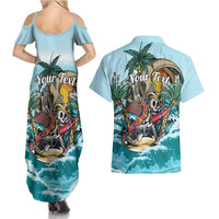 Personalized Aloha Hawaii Skeleton Couples Matching Summer Maxi Dress and Hawaiian Shirt Tropical Summer Vibe - Wonder Print Shop