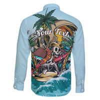 Personalized Aloha Hawaii Skeleton Family Matching Off Shoulder Short Dress and Hawaiian Shirt Tropical Summer Vibe - Wonder Print Shop