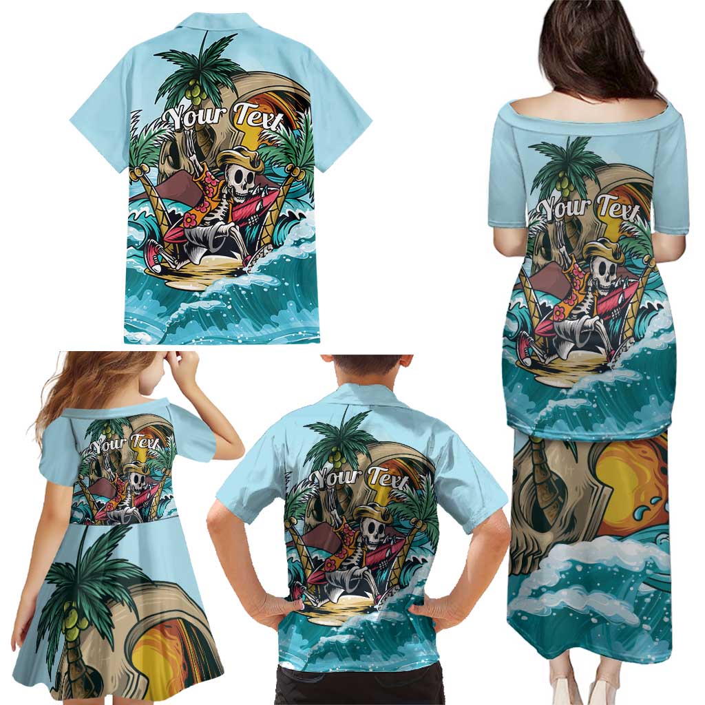 Personalized Aloha Hawaii Skeleton Family Matching Puletasi and Hawaiian Shirt Tropical Summer Vibe - Wonder Print Shop