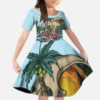 Personalized Aloha Hawaii Skeleton Family Matching Short Sleeve Bodycon Dress and Hawaiian Shirt Tropical Summer Vibe - Wonder Print Shop