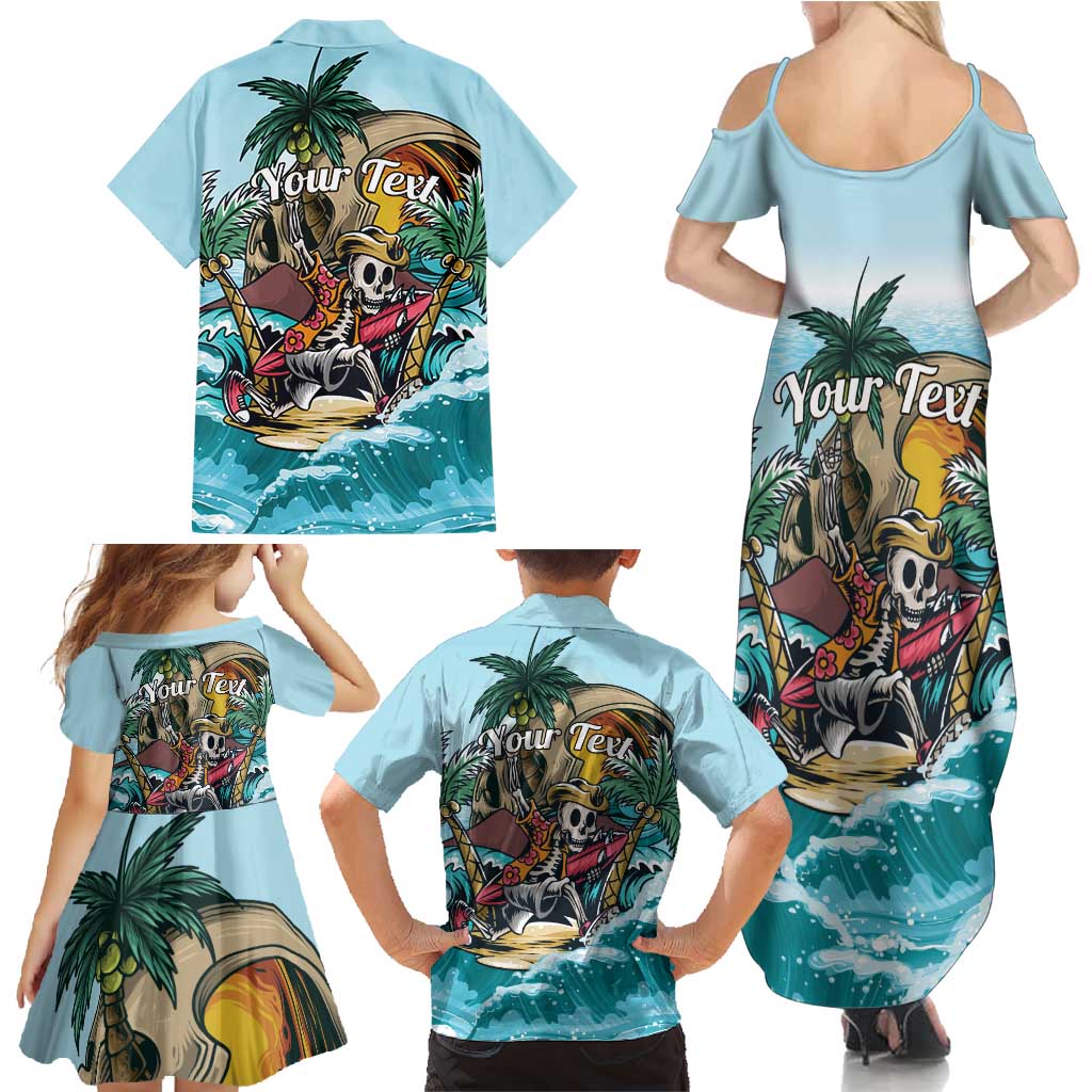 Personalized Aloha Hawaii Skeleton Family Matching Summer Maxi Dress and Hawaiian Shirt Tropical Summer Vibe - Wonder Print Shop