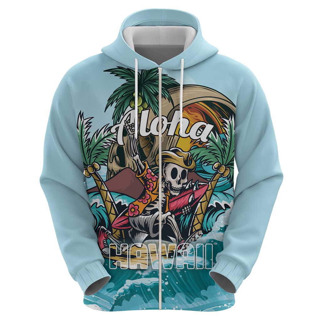 Personalized Aloha Hawaii Skeleton Hoodie Tropical Summer Vibe - Wonder Print Shop