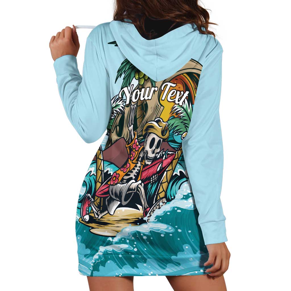 Personalized Aloha Hawaii Skeleton Hoodie Dress Tropical Summer Vibe - Wonder Print Shop