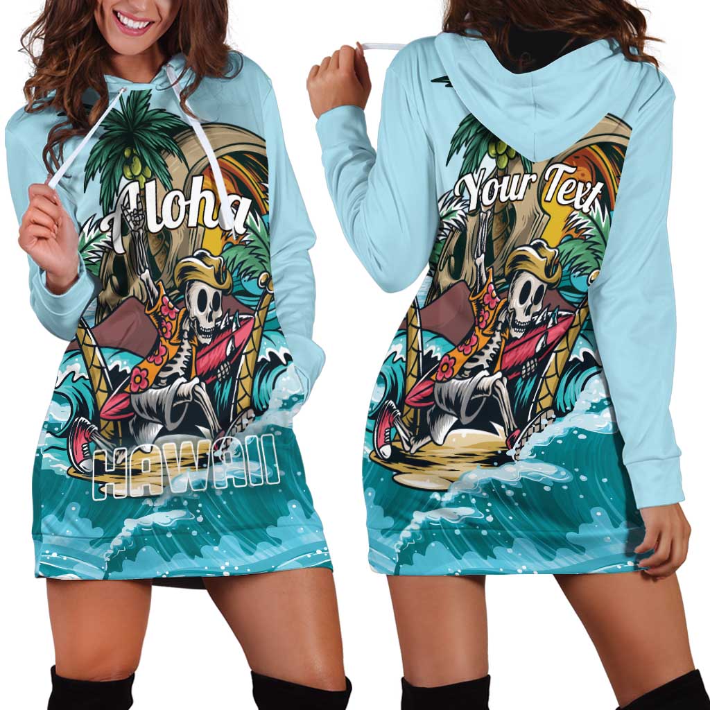 Personalized Aloha Hawaii Skeleton Hoodie Dress Tropical Summer Vibe - Wonder Print Shop