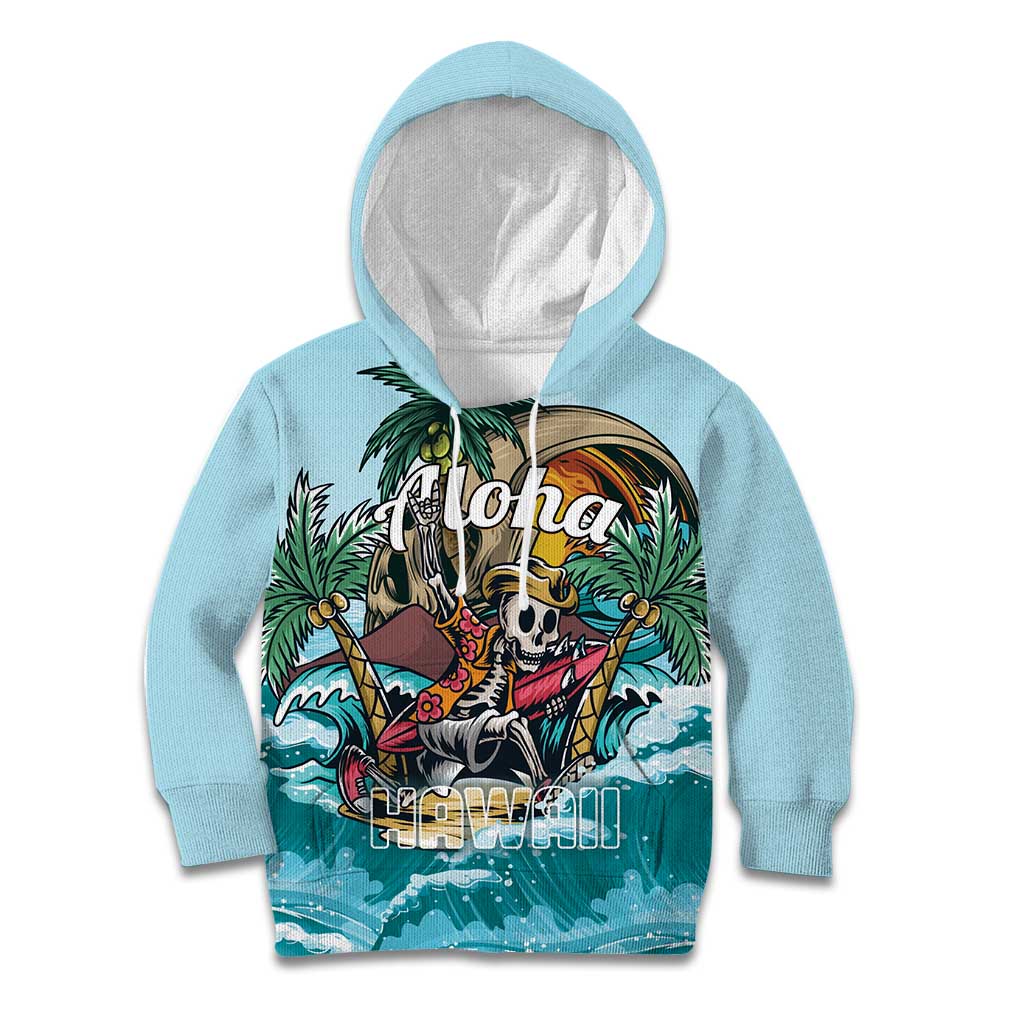 Personalized Aloha Hawaii Skeleton Kid Hoodie Tropical Summer Vibe - Wonder Print Shop