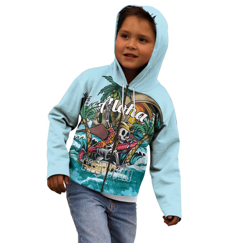 Personalized Aloha Hawaii Skeleton Kid Hoodie Tropical Summer Vibe - Wonder Print Shop