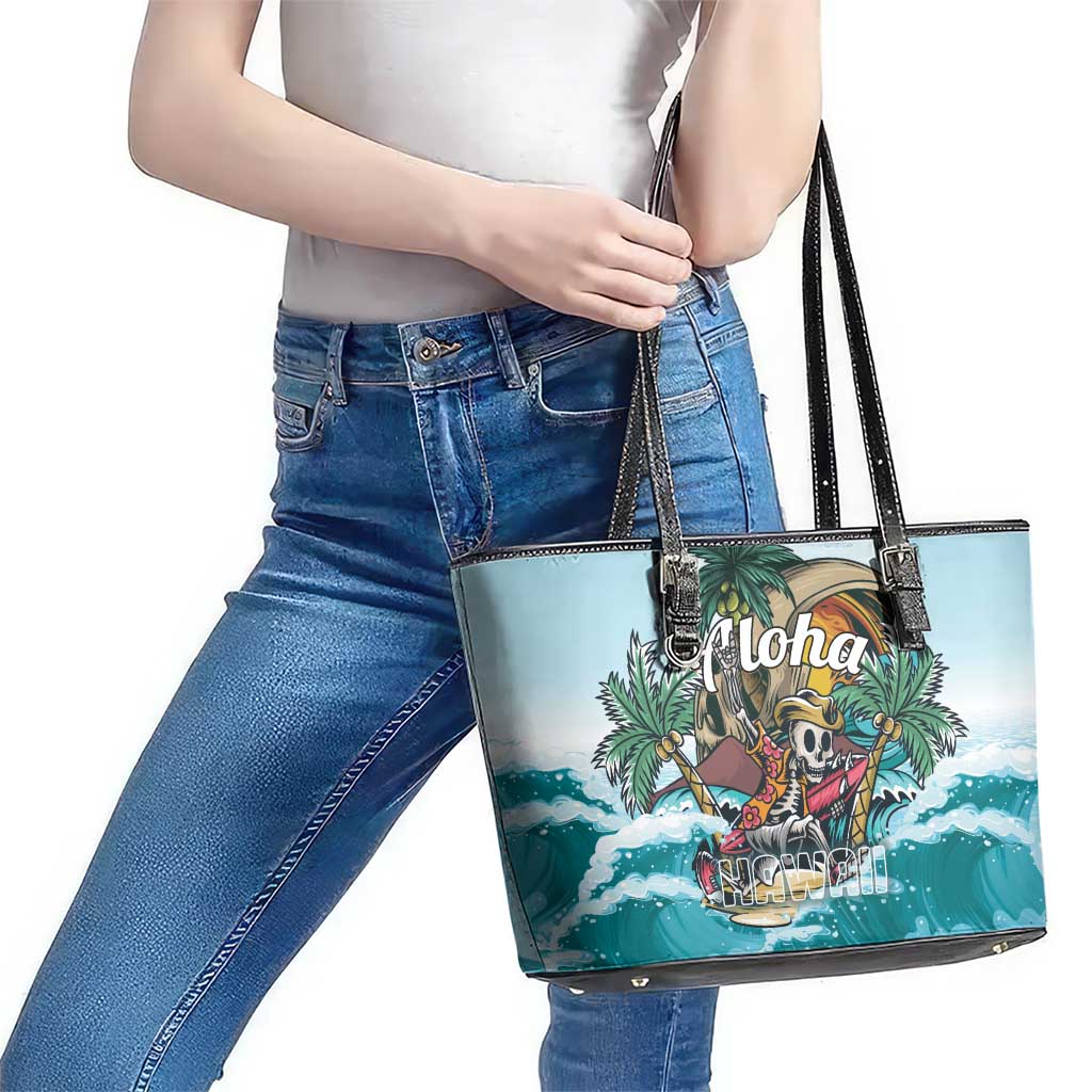 Aloha Hawaii Skeleton Leather Tote Bag Tropical Summer Vibe - Wonder Print Shop