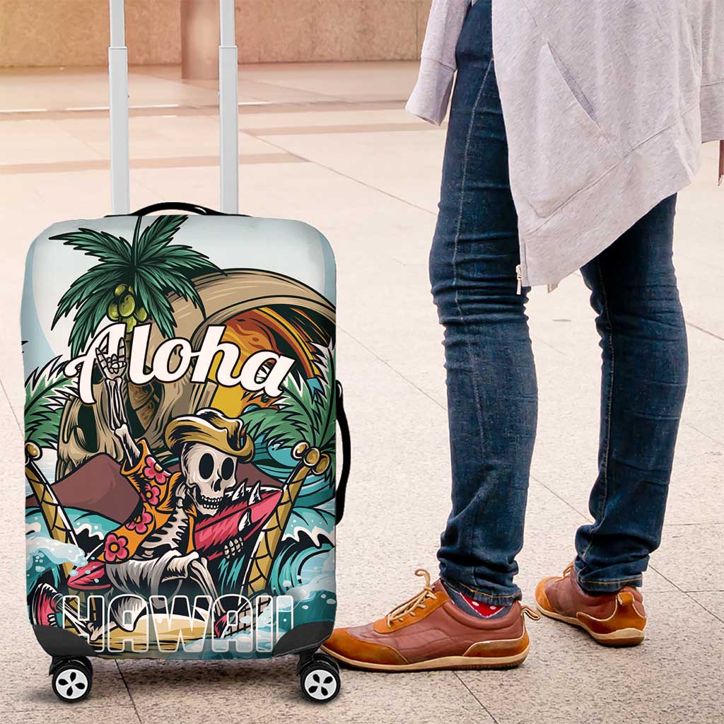 Aloha Hawaii Skeleton Luggage Cover Tropical Summer Vibe - Wonder Print Shop