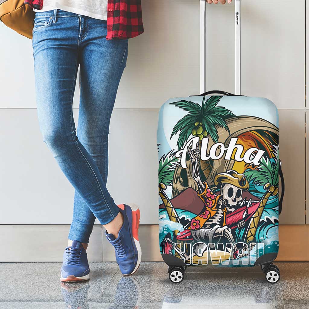 Aloha Hawaii Skeleton Luggage Cover Tropical Summer Vibe - Wonder Print Shop
