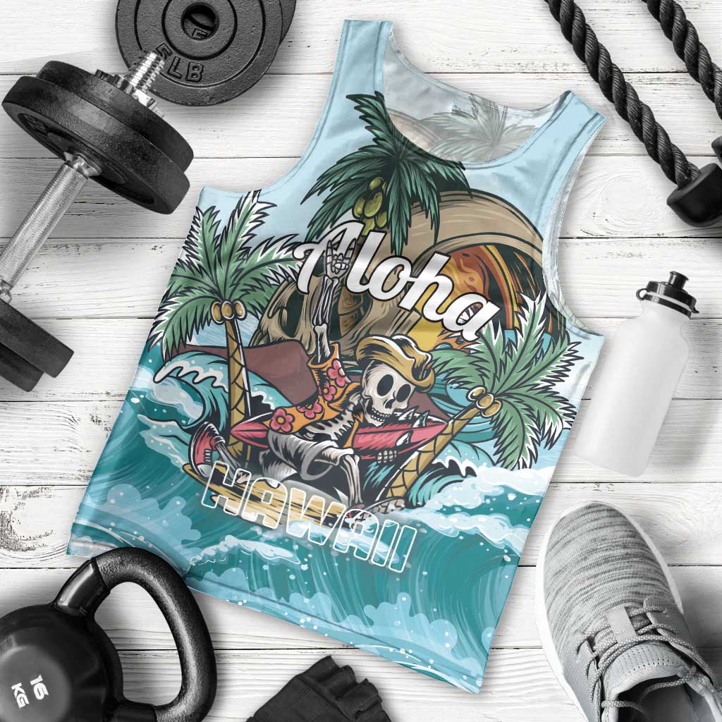 Personalized Aloha Hawaii Skeleton Men Tank Top Tropical Summer Vibe - Wonder Print Shop
