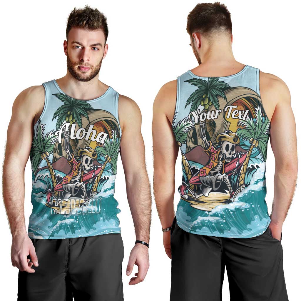 Personalized Aloha Hawaii Skeleton Men Tank Top Tropical Summer Vibe - Wonder Print Shop