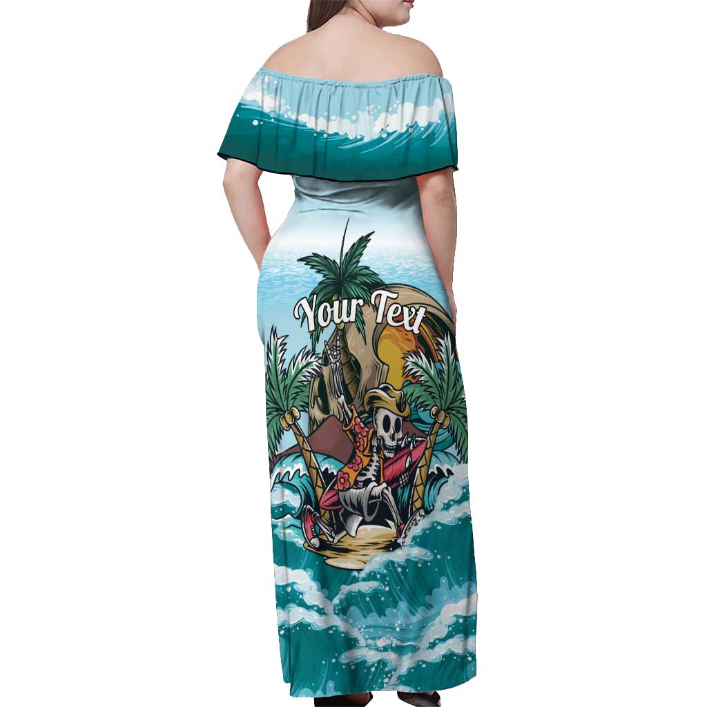 Personalized Aloha Hawaii Skeleton Off Shoulder Maxi Dress Tropical Summer Vibe - Wonder Print Shop