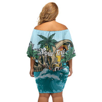 Personalized Aloha Hawaii Skeleton Off Shoulder Short Dress Tropical Summer Vibe - Wonder Print Shop