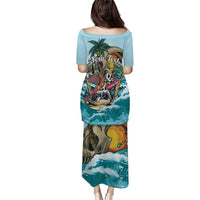 Personalized Aloha Hawaii Skeleton Puletasi Tropical Summer Vibe - Wonder Print Shop