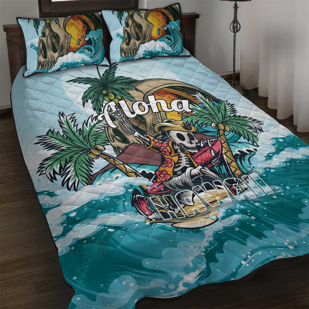 Aloha Hawaii Skeleton Quilt Bed Set Tropical Summer Vibe - Wonder Print Shop