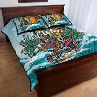 Aloha Hawaii Skeleton Quilt Bed Set Tropical Summer Vibe - Wonder Print Shop