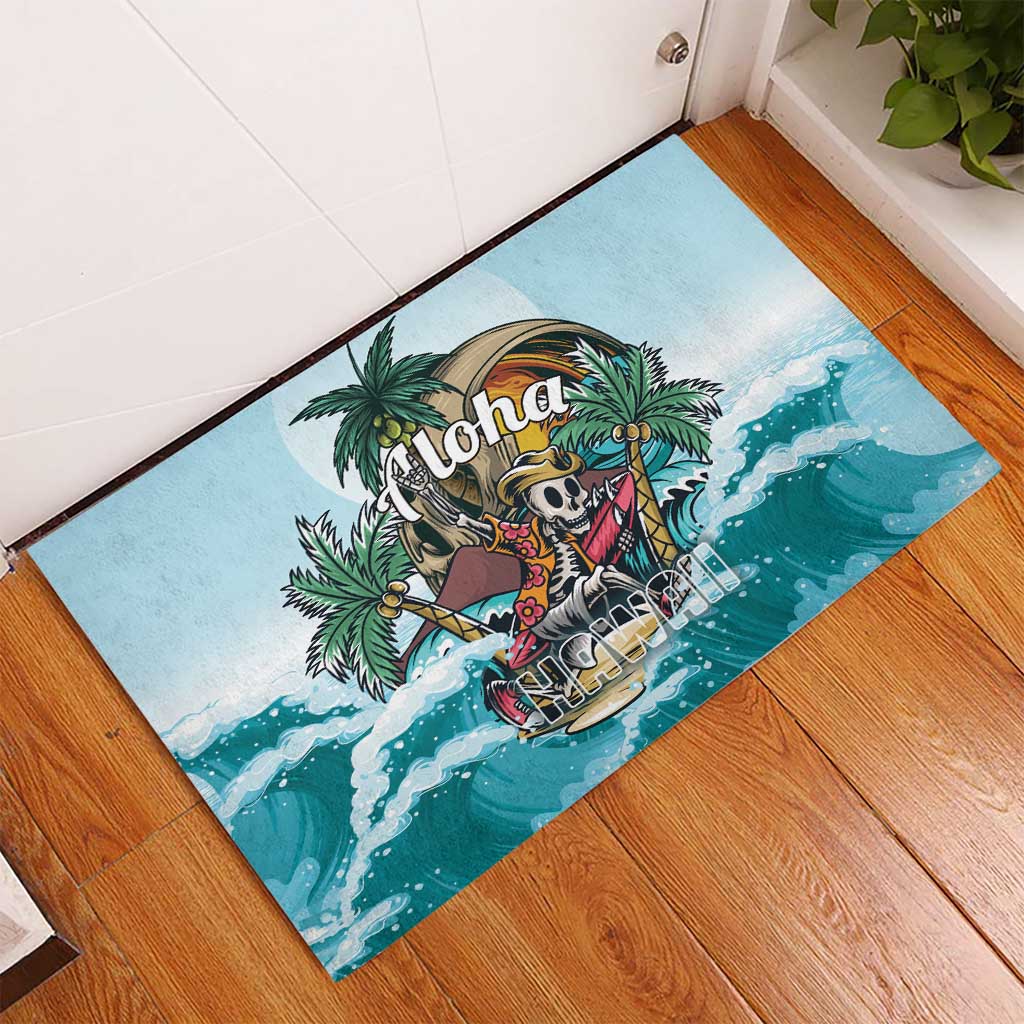 Aloha Hawaii Skeleton Rubber Doormat Tropical Summer Vibe - Wonder Print Shop