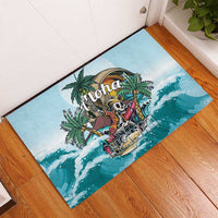 Aloha Hawaii Skeleton Rubber Doormat Tropical Summer Vibe - Wonder Print Shop