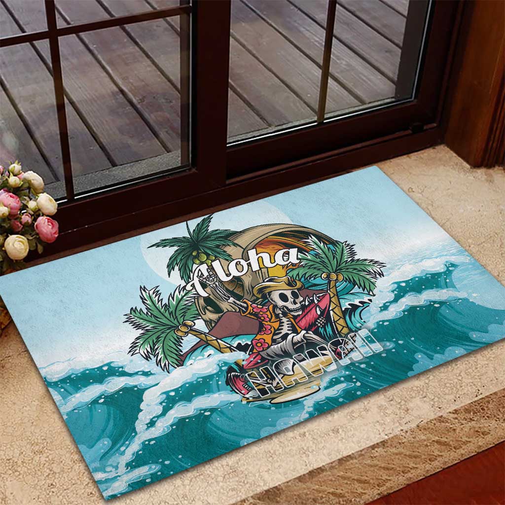 Aloha Hawaii Skeleton Rubber Doormat Tropical Summer Vibe - Wonder Print Shop