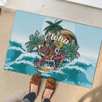 Aloha Hawaii Skeleton Rubber Doormat Tropical Summer Vibe - Wonder Print Shop