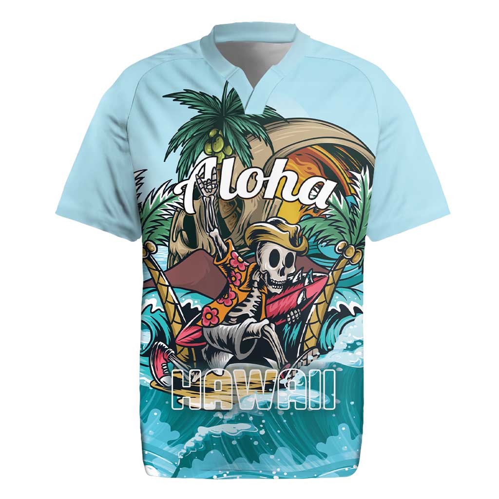 Personalized Aloha Hawaii Skeleton Rugby Jersey Tropical Summer Vibe - Wonder Print Shop