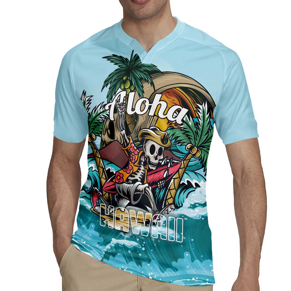Personalized Aloha Hawaii Skeleton Rugby Jersey Tropical Summer Vibe - Wonder Print Shop