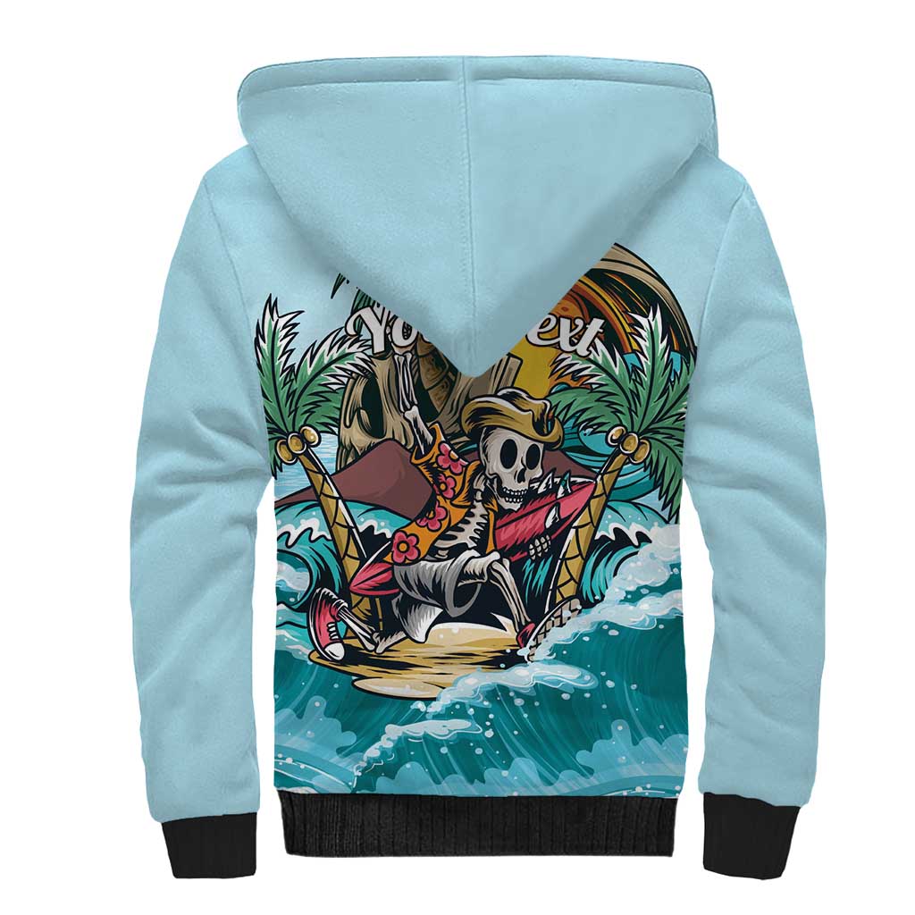 Personalized Aloha Hawaii Skeleton Sherpa Hoodie Tropical Summer Vibe - Wonder Print Shop