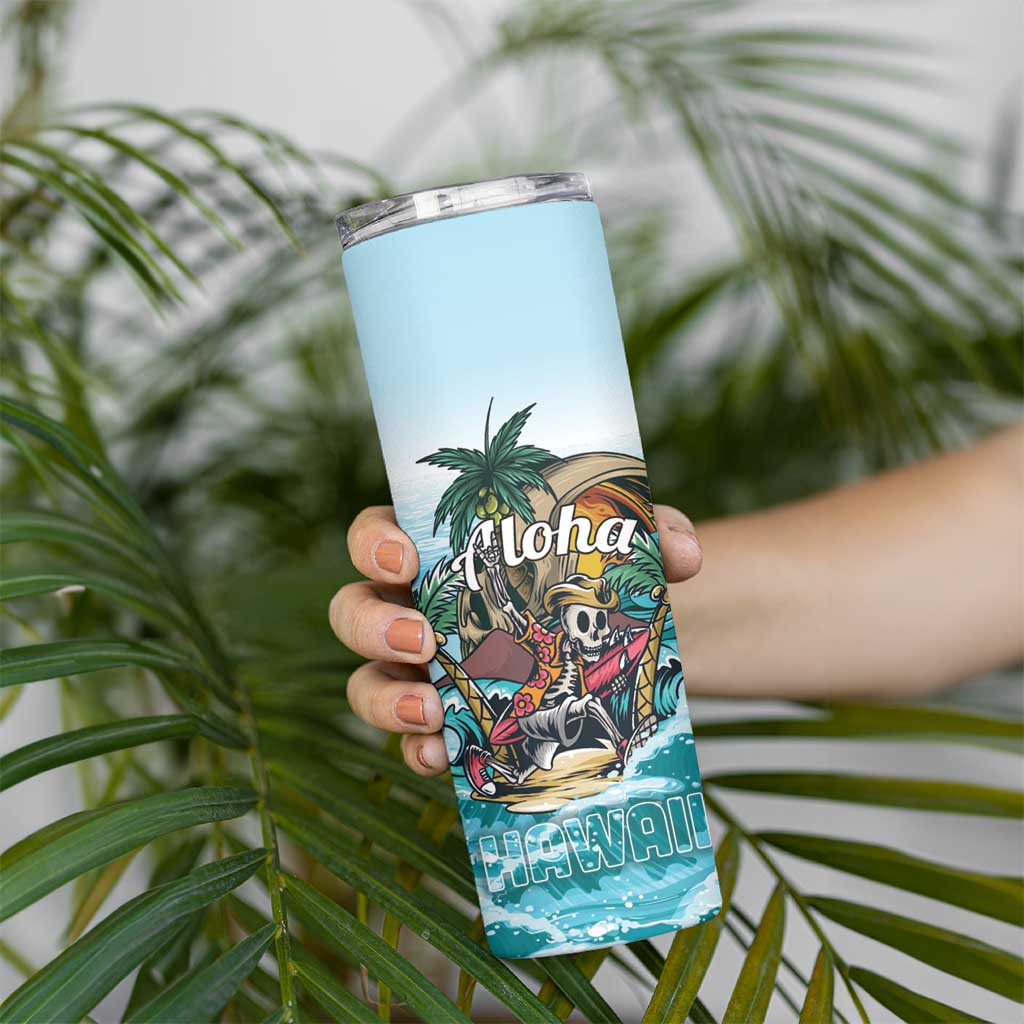 Personalized Aloha Hawaii Skeleton Skinny Tumbler Tropical Summer Vibe - Wonder Print Shop