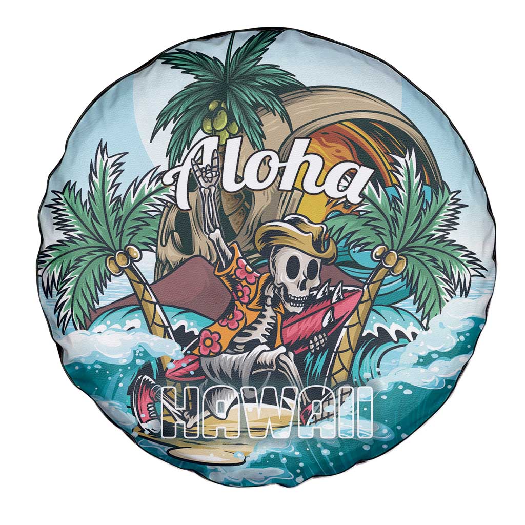 Aloha Hawaii Skeleton Spare Tire Cover Tropical Summer Vibe - Wonder Print Shop