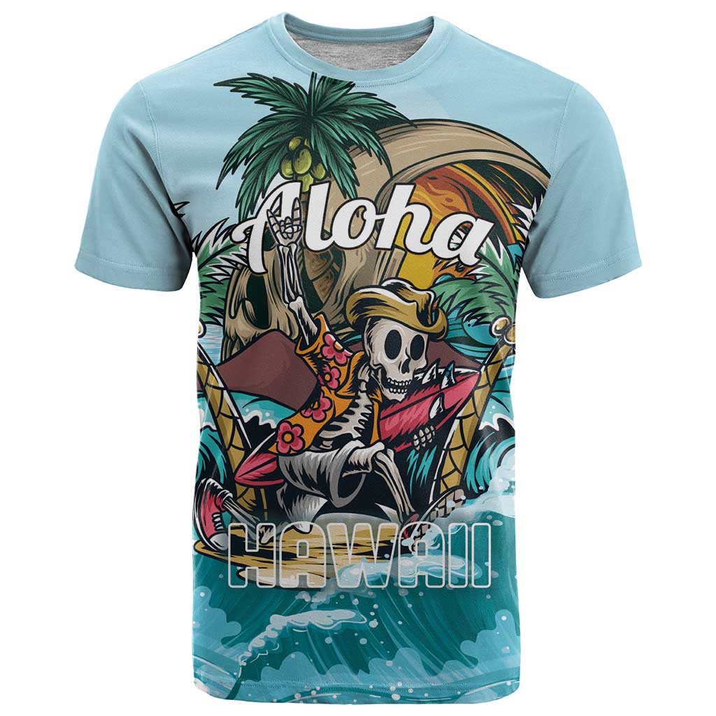 Personalized Aloha Hawaii Skeleton T Shirt Tropical Summer Vibe - Wonder Print Shop