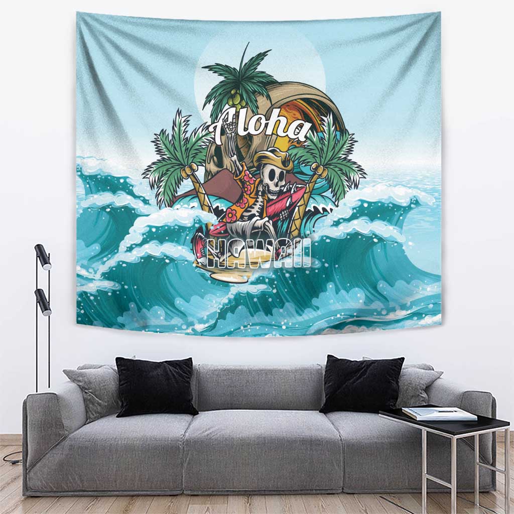 Aloha Hawaii Skeleton Tapestry Tropical Summer Vibe - Wonder Print Shop