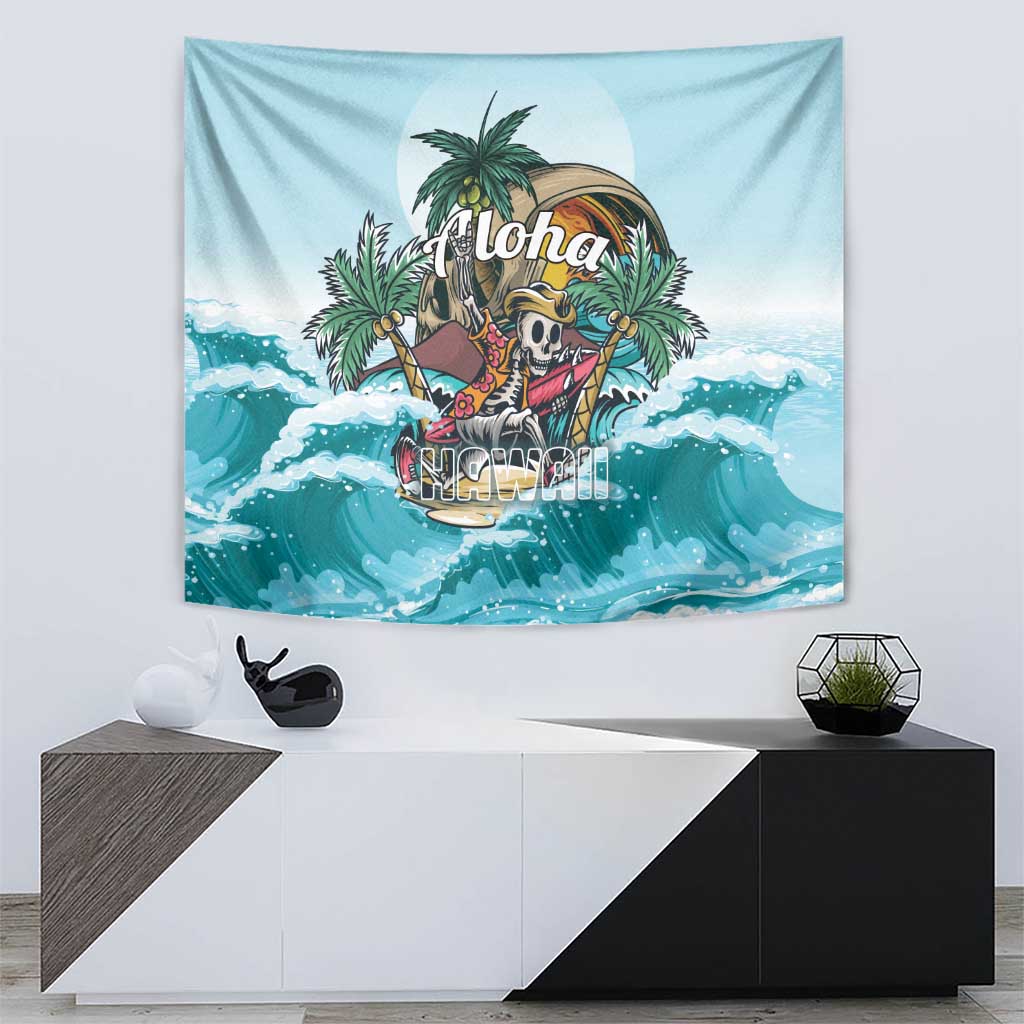 Aloha Hawaii Skeleton Tapestry Tropical Summer Vibe - Wonder Print Shop