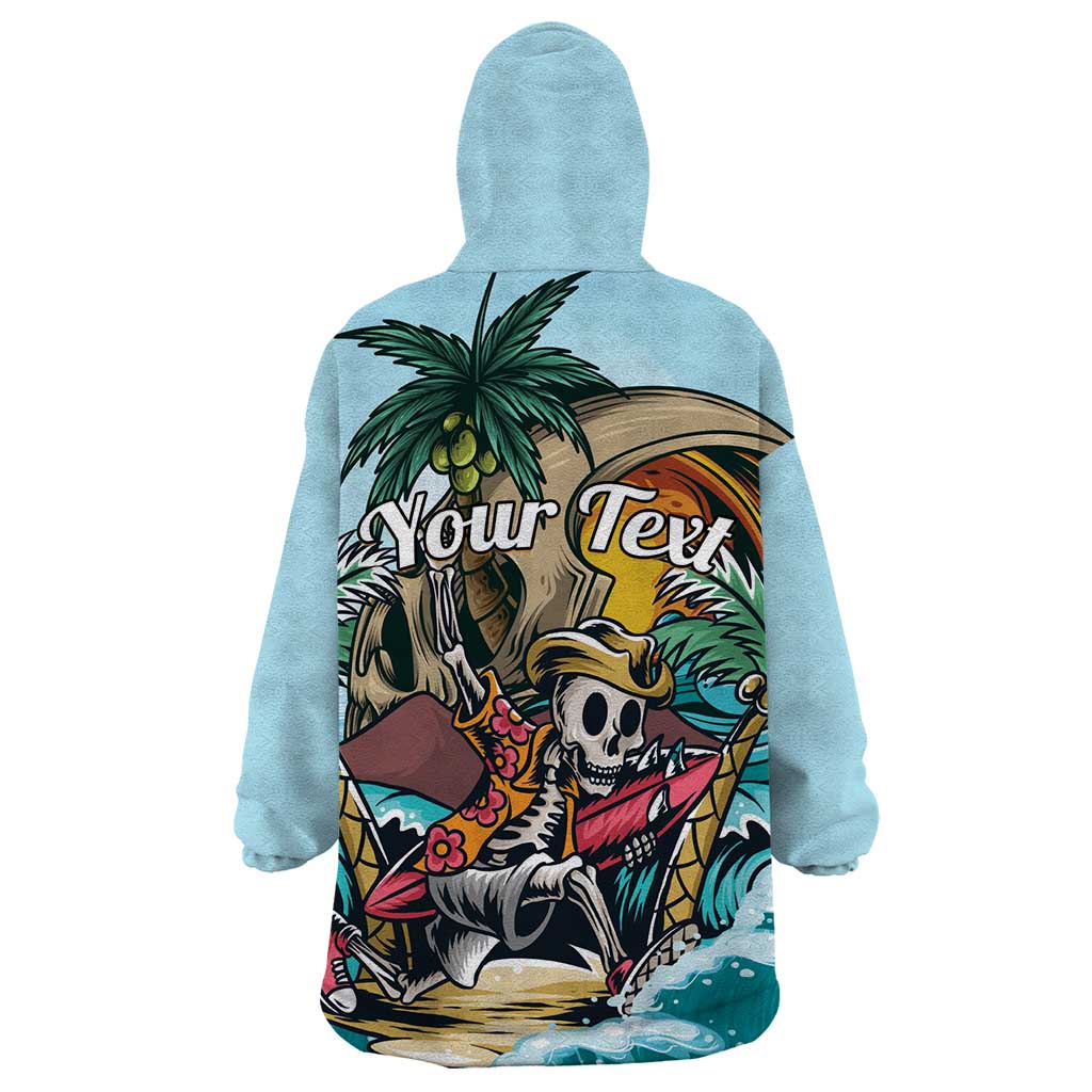 Personalized Aloha Hawaii Skeleton Wearable Blanket Hoodie Tropical Summer Vibe - Wonder Print Shop