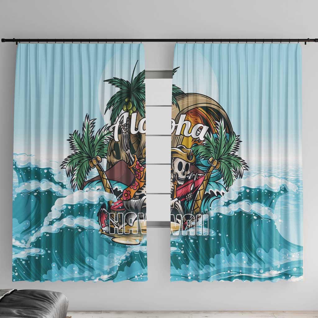 Aloha Hawaii Skeleton Window Curtain Tropical Summer Vibe - Wonder Print Shop