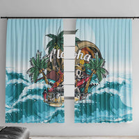 Aloha Hawaii Skeleton Window Curtain Tropical Summer Vibe - Wonder Print Shop