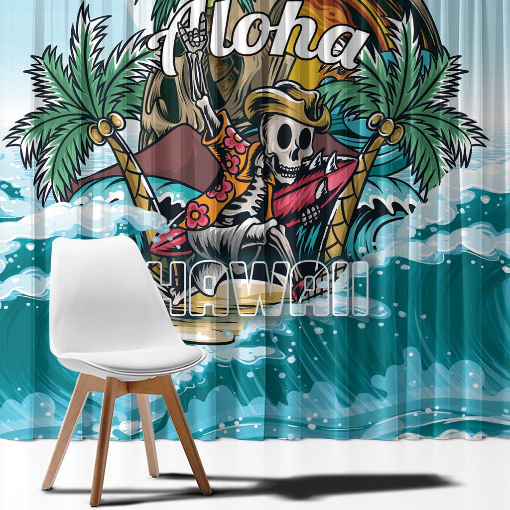 Aloha Hawaii Skeleton Window Curtain Tropical Summer Vibe - Wonder Print Shop