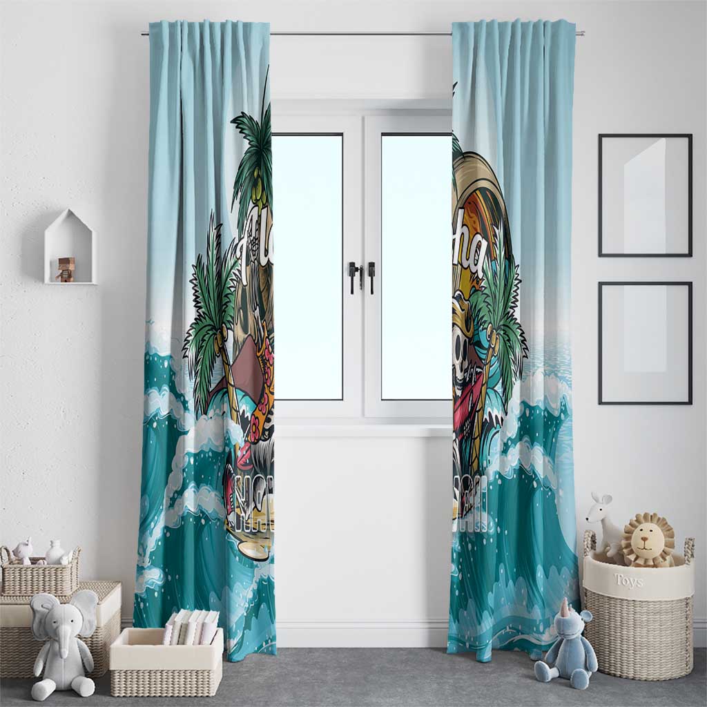 Aloha Hawaii Skeleton Window Curtain Tropical Summer Vibe - Wonder Print Shop