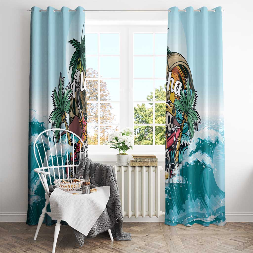 Aloha Hawaii Skeleton Window Curtain Tropical Summer Vibe - Wonder Print Shop