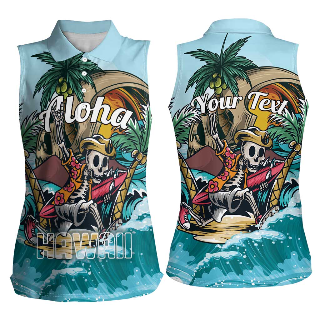 Personalized Aloha Hawaii Skeleton Women Sleeveless Polo Shirt Tropical Summer Vibe - Wonder Print Shop