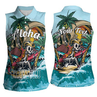 Personalized Aloha Hawaii Skeleton Women Sleeveless Polo Shirt Tropical Summer Vibe - Wonder Print Shop