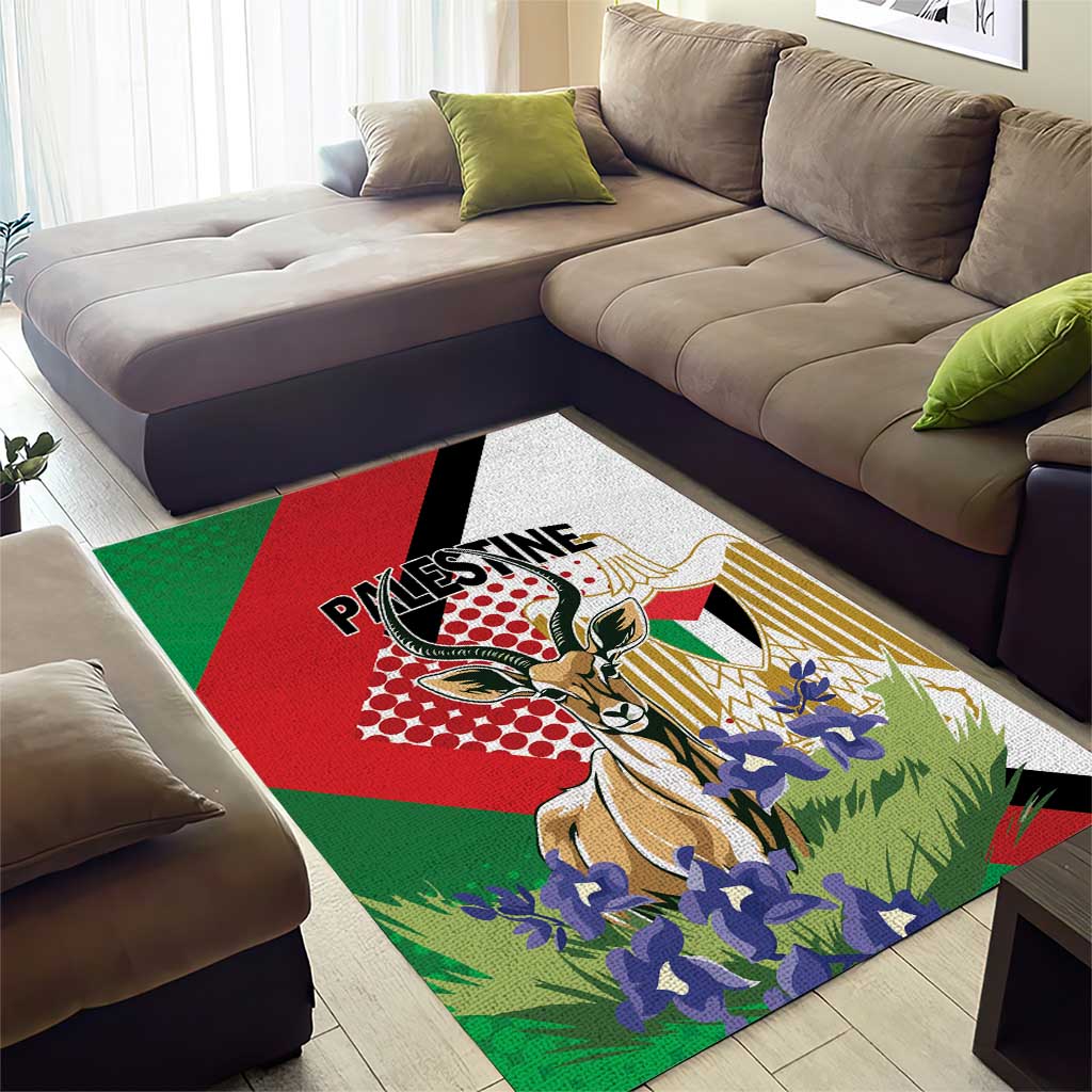 Palestine Area Rug Mountain Gazelle With Faqqua Iris - Wonder Print Shop